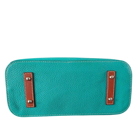 Dooney & Bourke Teal and Brown Leather Tote Bag - Picture 16 of 16